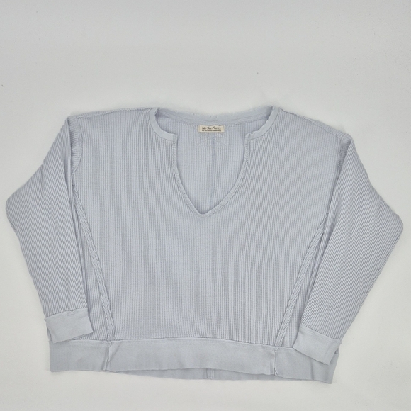 Free People Oversized Buttercup v-neck ribbed knit Thermal Top - Picture 2 of 12